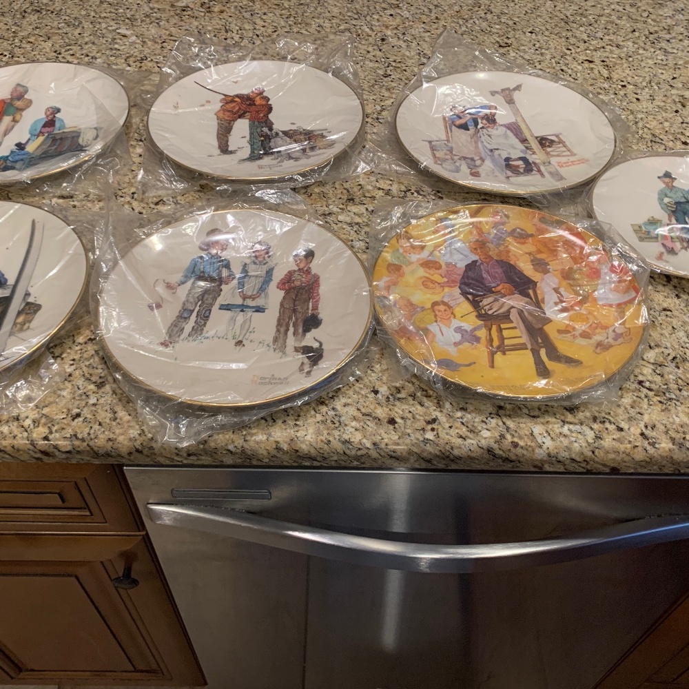 Vintage Norman Rockwell NWT Set of 7 Four Seasons Collectible Plates